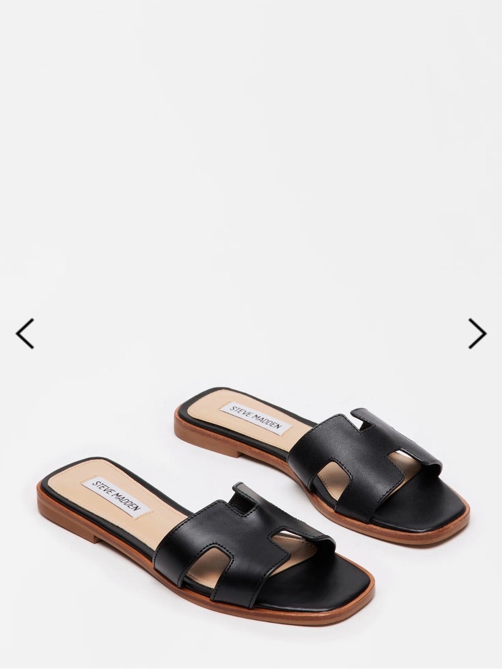 Steve Madden Black Leather Slide Mules with Brown Sole